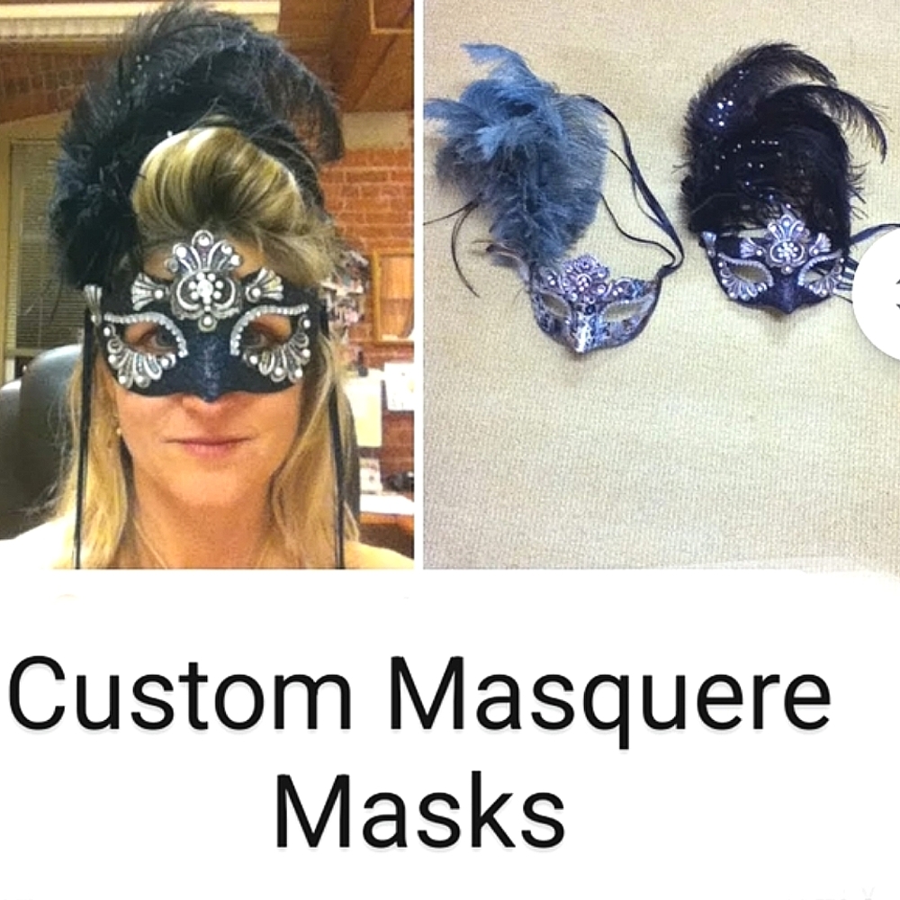 Custom Handmade Masquerade Mask - Black - Picture 4 of 11